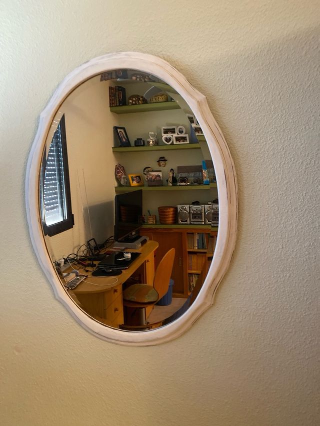 Espejo pintado a la tiza decapado