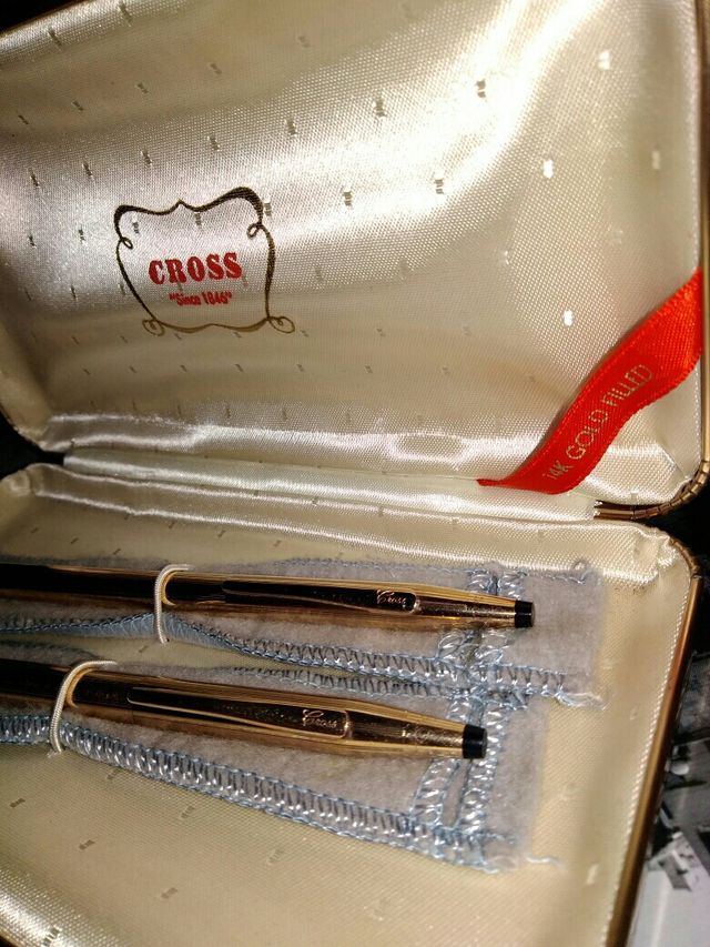 Juego boligrafos CROSS oro 14K regalo boda.