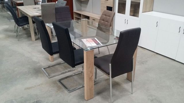 Mesa comedor cristal con pata madera cambrian 1.50 de segunda mano ... Mesa comedor cristal con pata madera cambrian 1.50 de segunda mano ...