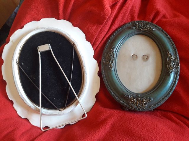 porta retratos cerámica..y madera antigus