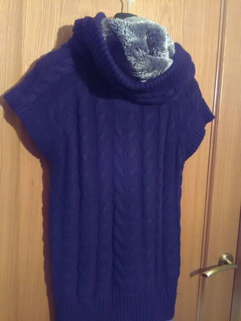 chaleco sin mangas de lana de chica azul oscuro