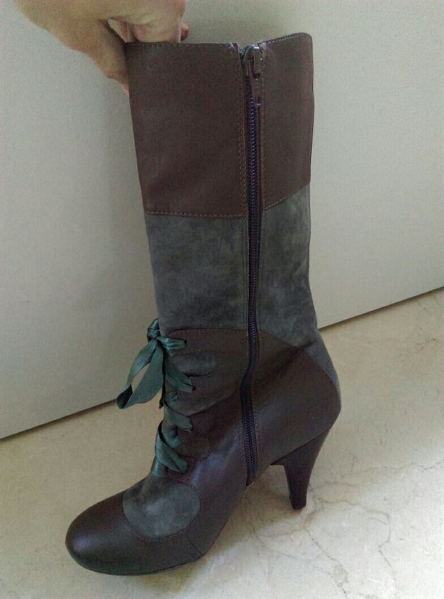 botas piel y ante cordones