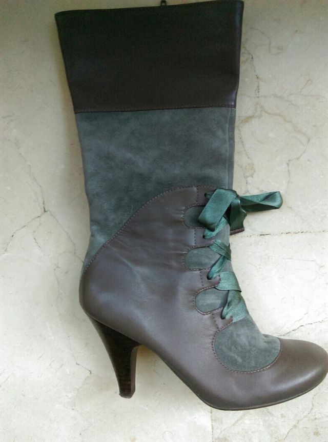 botas piel y ante cordones