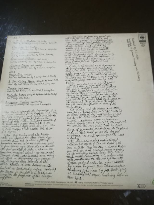 Disco de vinilo BOB MARLEY.