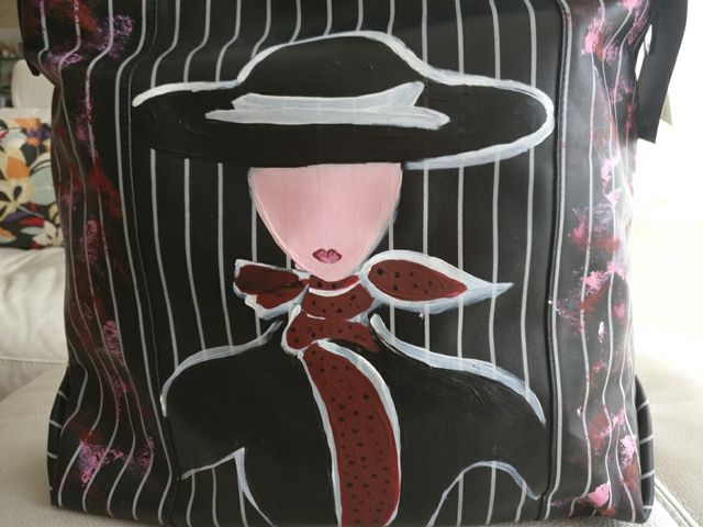 Bolso piel pintado a mano gran capacidad