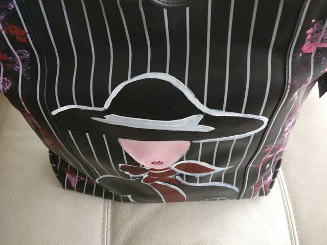 Bolso piel pintado a mano gran capacidad