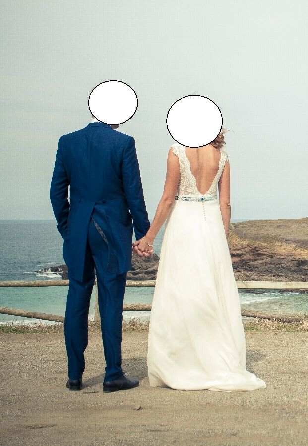 traje novio (chaqué) azul lana italiana