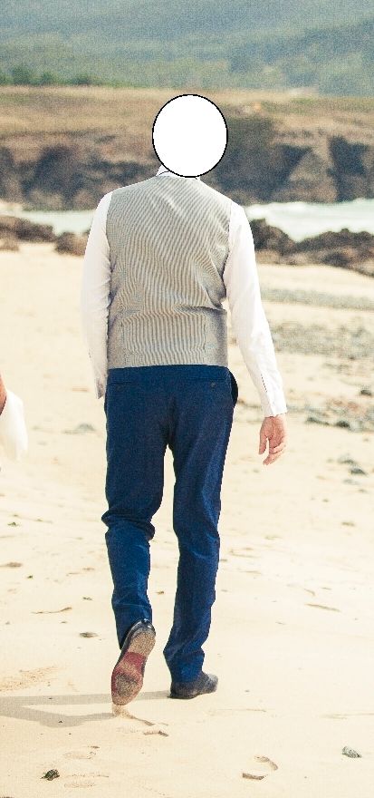 traje novio (chaqué) azul lana italiana