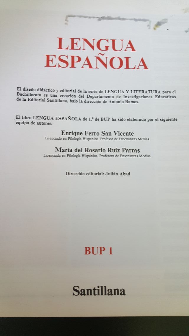 Lengua Española 1º BUP Usado Santillana