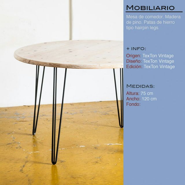 Mesa comedor. Madera de pino y patas hairpin legs de segunda mano ... Mesa comedor. Madera de pino y patas hairpin legs de segunda mano ...