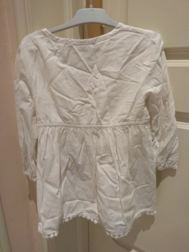 camisa niña bordada color blanco 7 años