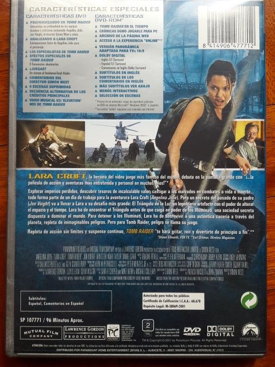 DVD Película Tomb Raider Lara Croft