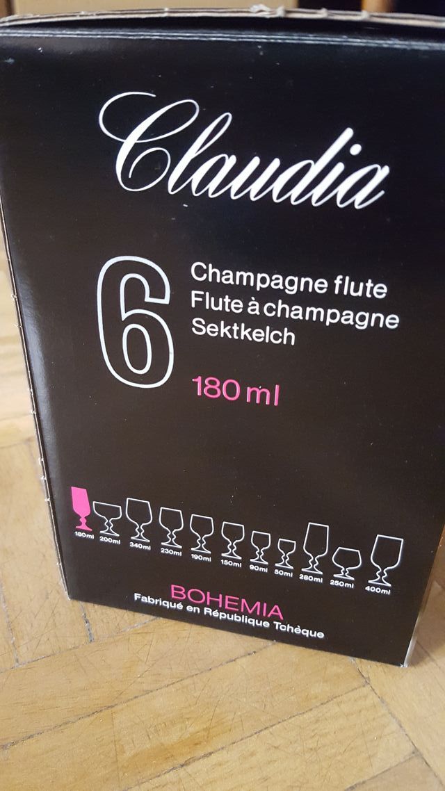 Juego 6 copas de Champagne de cristal de Bohemia