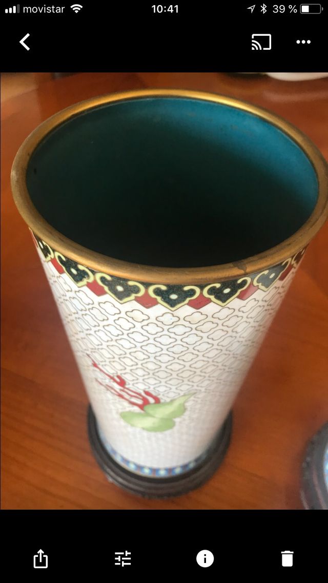 Pareja jarrones cloisonné