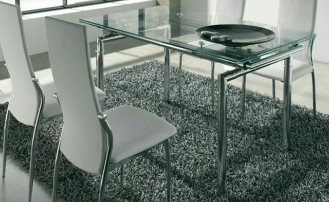 Mesa salón comedor cristal y acero inox. de segunda mano por 399 ... Mesa salón comedor cristal y acero inox. de segunda mano por 399 ...
