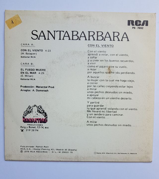 Disco vinilo SANTABARBARA(CON EL VIENTO).
