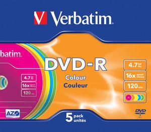 Pack de 5 Dvd-R 4.7 Gb 16x Verbatim