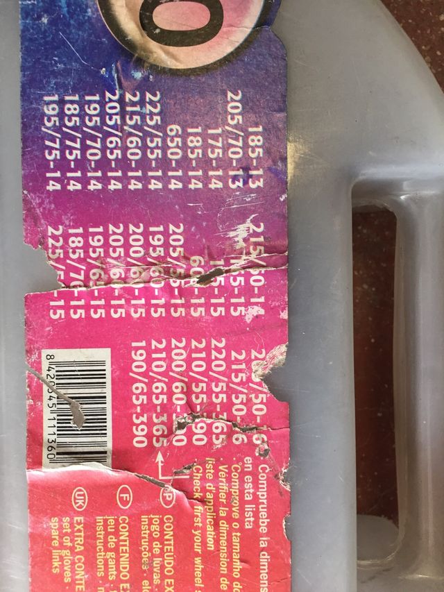 Cadenas de nieve para ruedas varias medidas 13-16