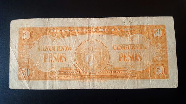 Billete antiguo 50 pesos Cuba (1958)