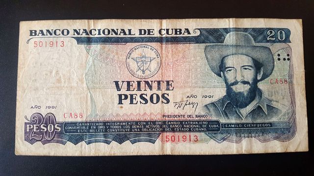 Billete antiguo 20 pesos Cuba (1991)