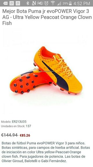 Botas fútbol PUMA N°37.1\\/2 de segunda mano por 35 EUR en Lloret de Mar en  WALLAPOP