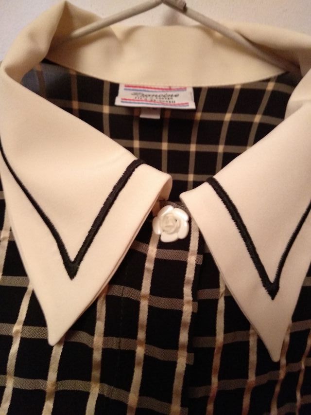 Camisa negra y blanca, vintage  M-L