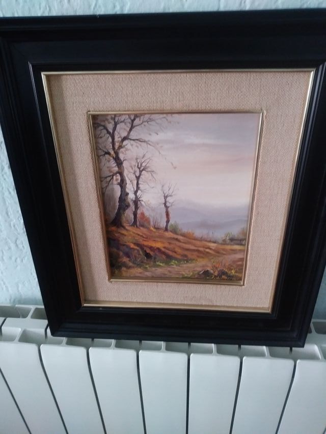 Oleo de la escuela de Olot 
firma Ramon Rovira
