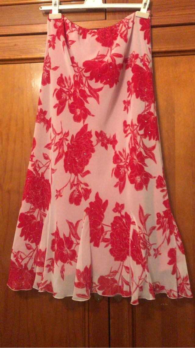 Falda elegante, gasa, talla 44