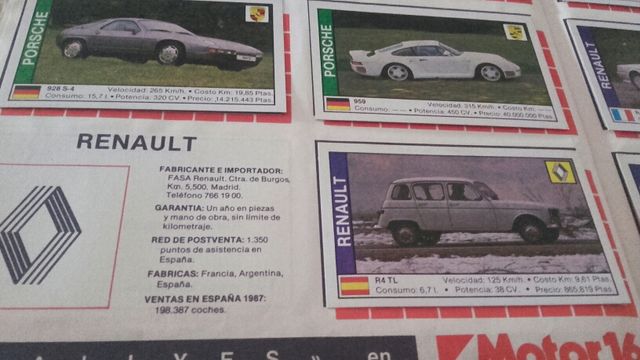 Coches-Colección completa de cromos-1987