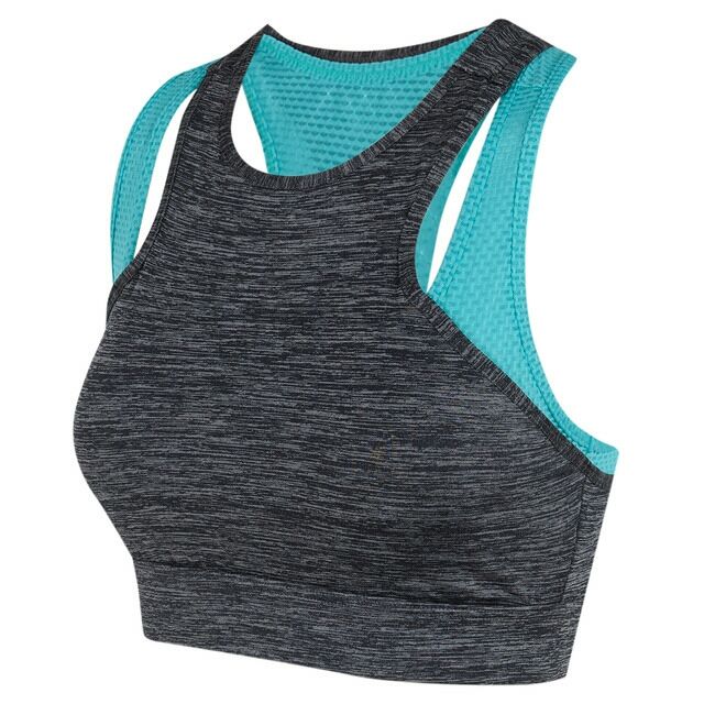 sujetador + top deporte xs gris