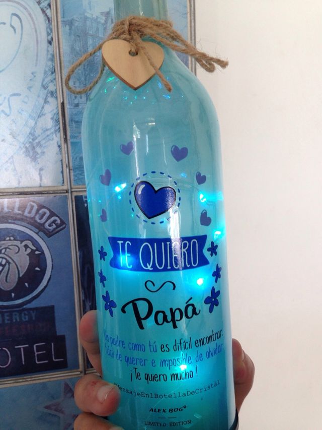 Bottiglia con luci e scritta per papà