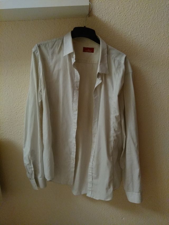 Camisa hombre lisa rayas finas L XL