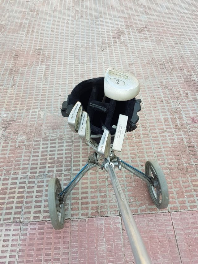 Carrito, medio juego y bolsa golf de segunda mano por 50 € en Molino de