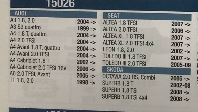 Sensor map,Audi/SEAT/Skoda/Wolkwagen.038 906 051