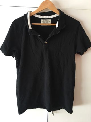 polo negro hombre zara