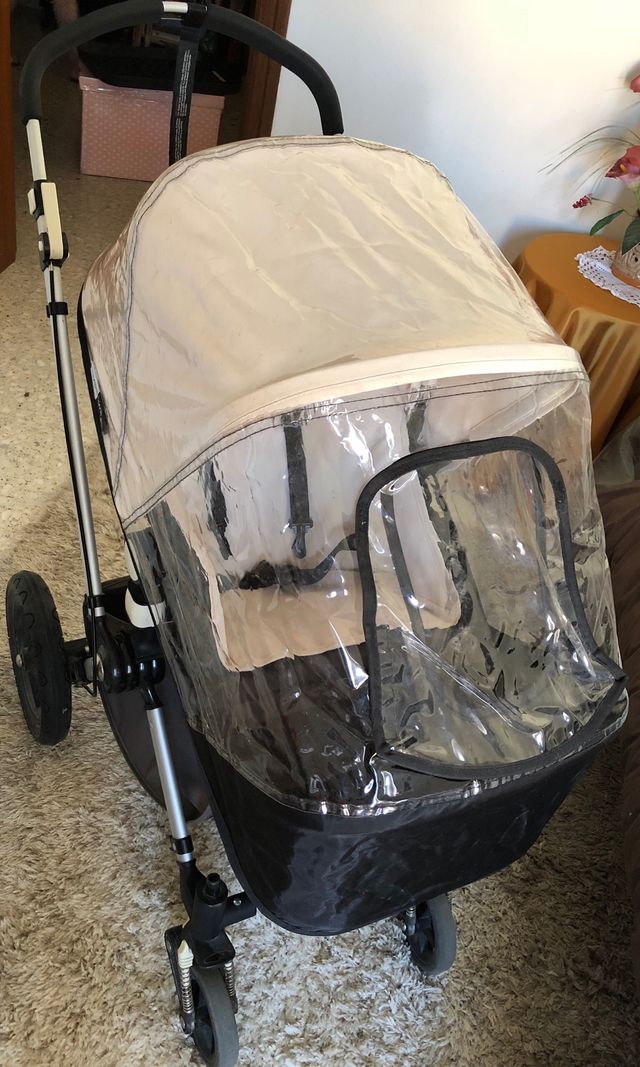 Carro bebé bugaboo beige y gris oscuro completo