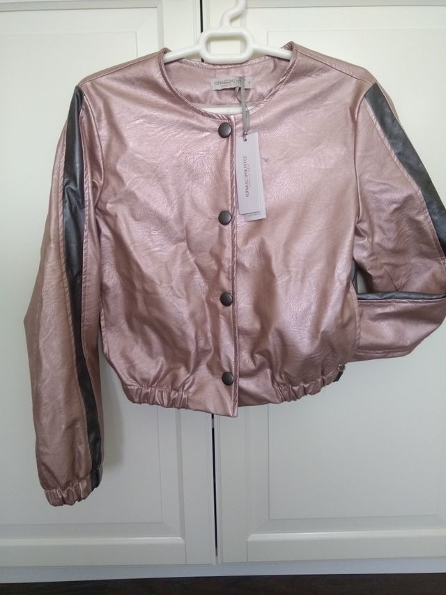 Bomber rosa metalizado polipiel