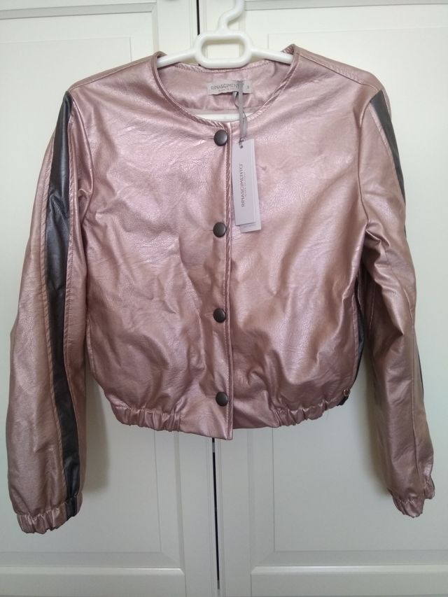 Bomber rosa metalizado polipiel