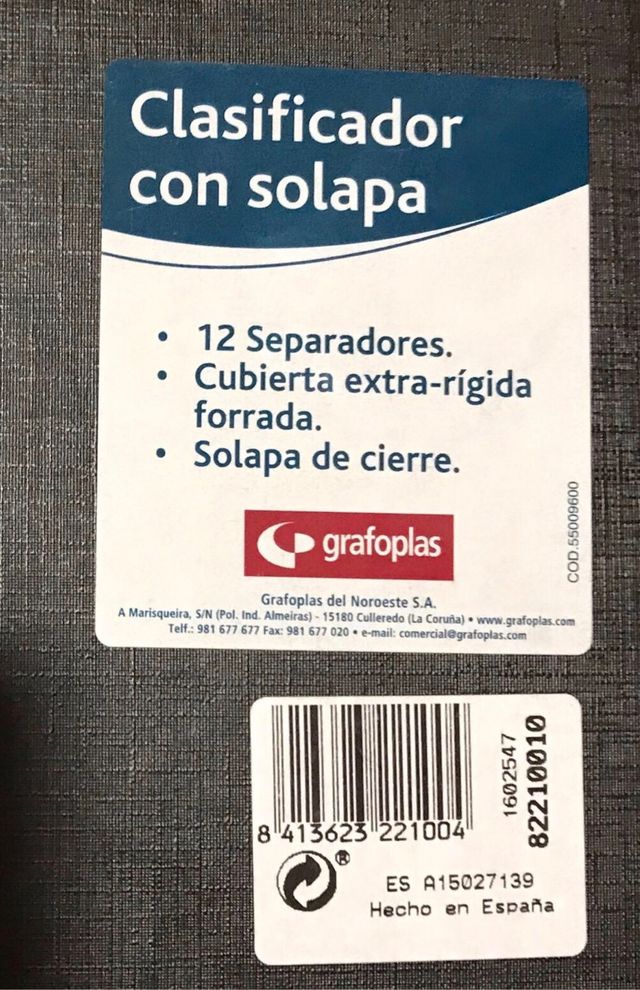 Carpeta cladificadora con solapa - nueva