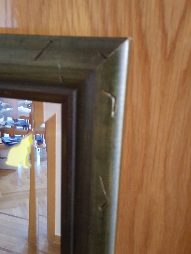 espejo rústico marco verde perfecto estado