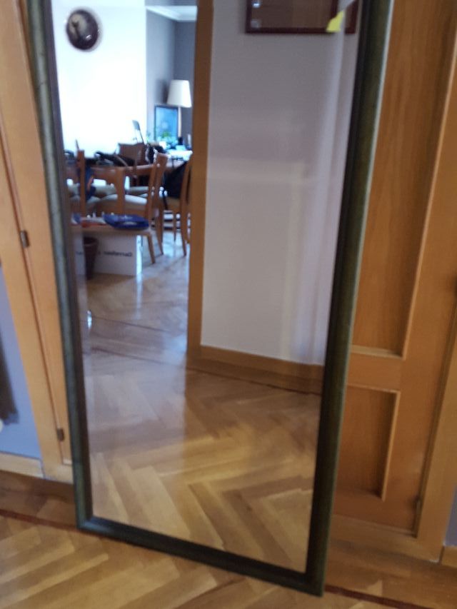 espejo rústico marco verde perfecto estado