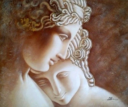 Cuadro óleo sobre lienzo inspiración "Atenea"