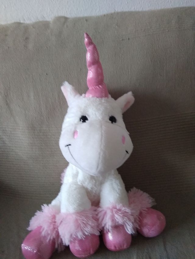Peluche unicornio blanco y rosa