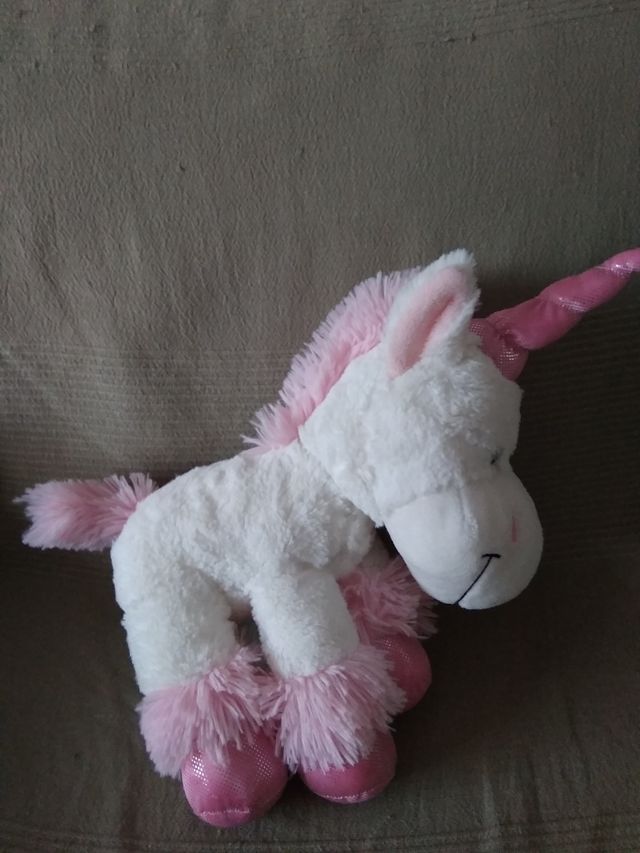 Peluche unicornio blanco y rosa