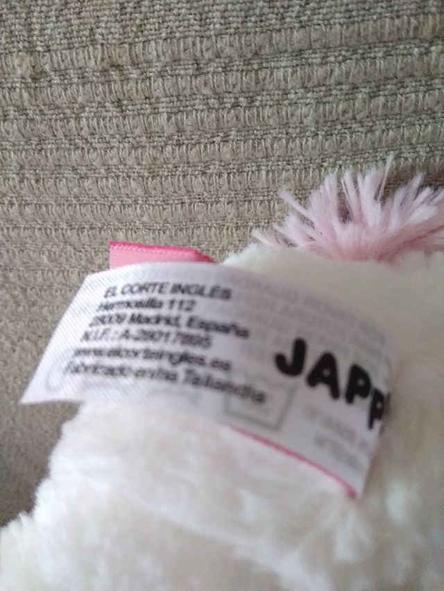 Peluche unicornio blanco y rosa