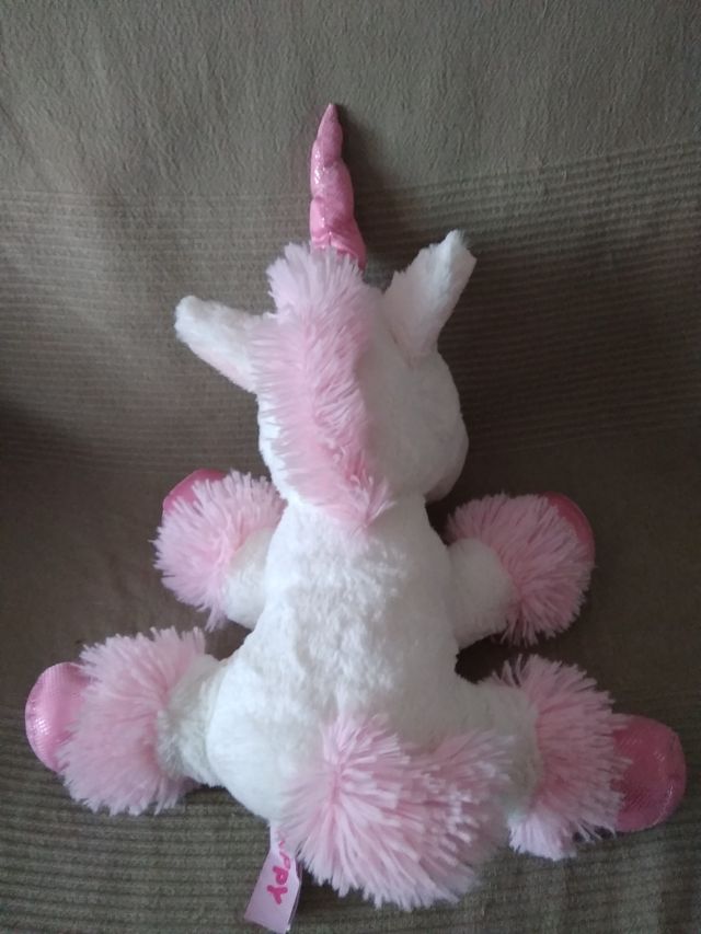 Peluche unicornio blanco y rosa