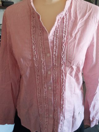Camisa El Corte Inglés T.44 Blanco y rojo a rayas de segunda mano por 3 EUR  en Elche en WALLAPOP