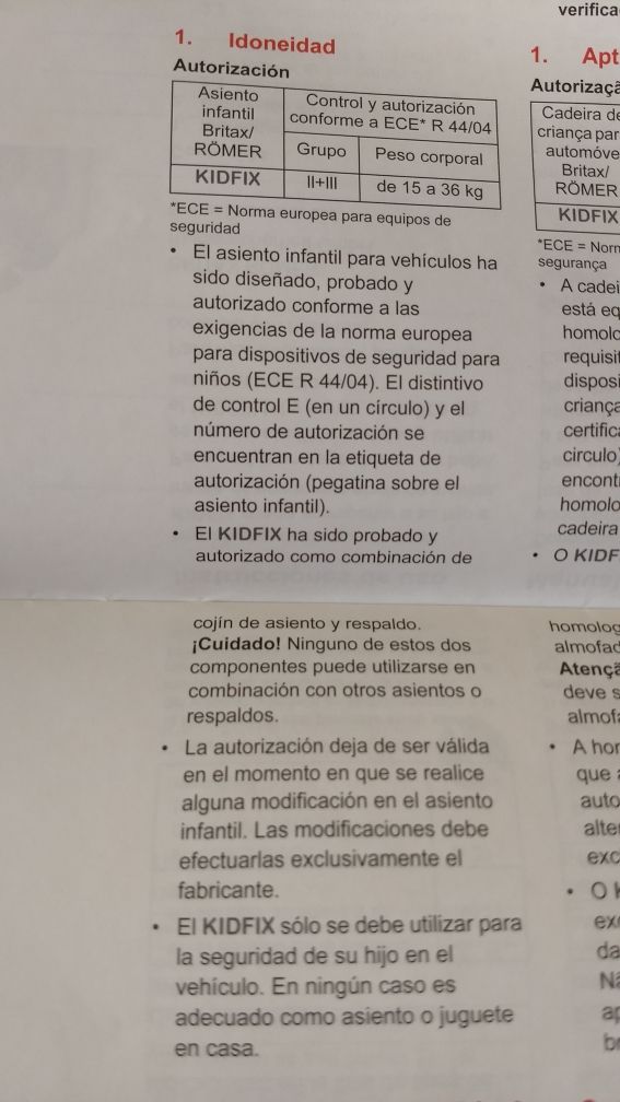 Silla coche Romer grupo II - III