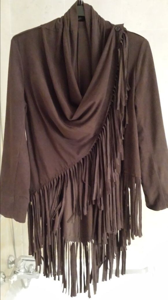 Chaqueta cazadora flecos, tipo Antelina.