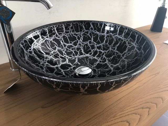 LAVABO DE CRISTAL NEGRO KALAHARI 44 CM